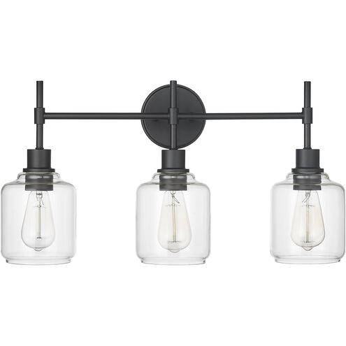 Asheville 3 Light 25 inch Matte Black Vanity Light Wall Light